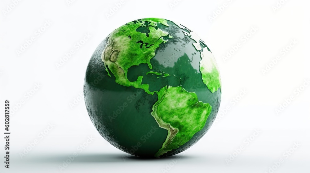 World environment and Earth day concept with green globe on white background World environment and Earth day concept with green globe on white background