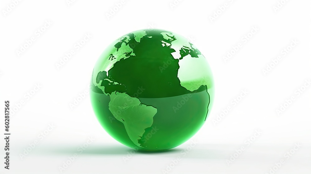 World environment and Earth day concept with green globe on white background