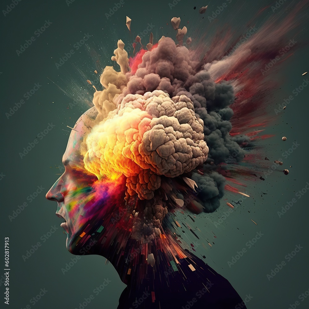 Overload Brain Exploding Image Human brain explosion, cognitive overload, mental health, psychology ...