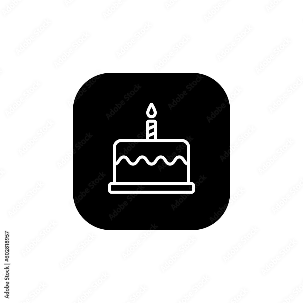 Birthday cake line icon vector isolated on square background Birthday cake line icon vector isolated on square background