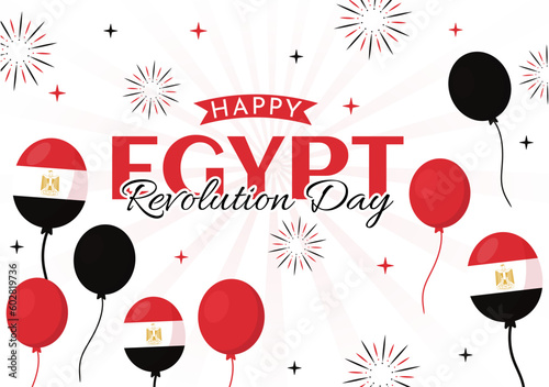 Egypt Revolution Day Vector Illustration on July 23 with Waving Flag Background in National Holiday Flat Cartoon Hand Drawn Landing Page Templates