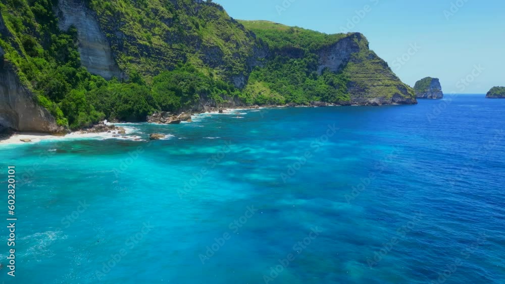 Aerial view of amazing cliff view from Nusa Penida - Bali. Aerial view of amazing cliff view from Nusa Penida - Bali.