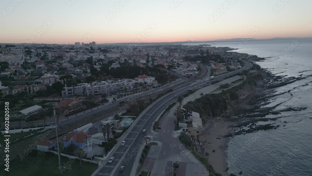 aerial view Overlooking Lisbon, Portugal at sunrise aerial view Overlooking Lisbon, Portugal at sunrise