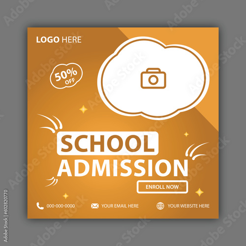 School admission social media post banner design. back to school social media post banner design set. Back to school admission promotion banner. school admission template for social media ad. Minimal 