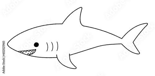サメのベクター線画イラスト