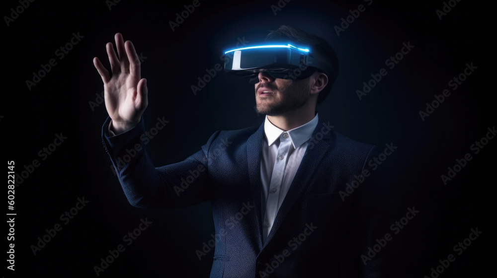 Business man in VR glasses , Generative ai Business man in VR glasses , Generative ai