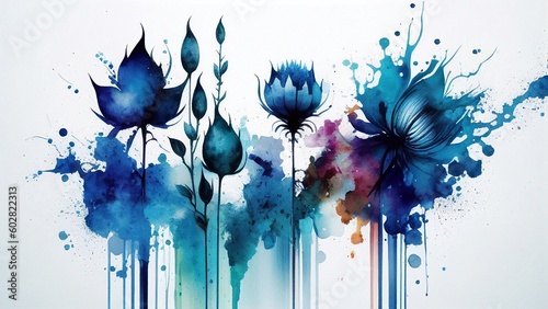 Fototapeta Naklejka Na Ścianę i Meble -  Painting of abstract flowers with watercolor style created by Generative AI