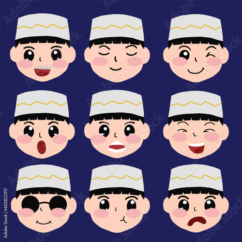 Set of muslim avatar isolated on white background