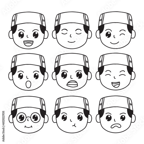 Set of muslim avatar isolated on white background