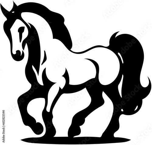 Black and white vector illustration of a horse, drawing of stallion  © Farukh