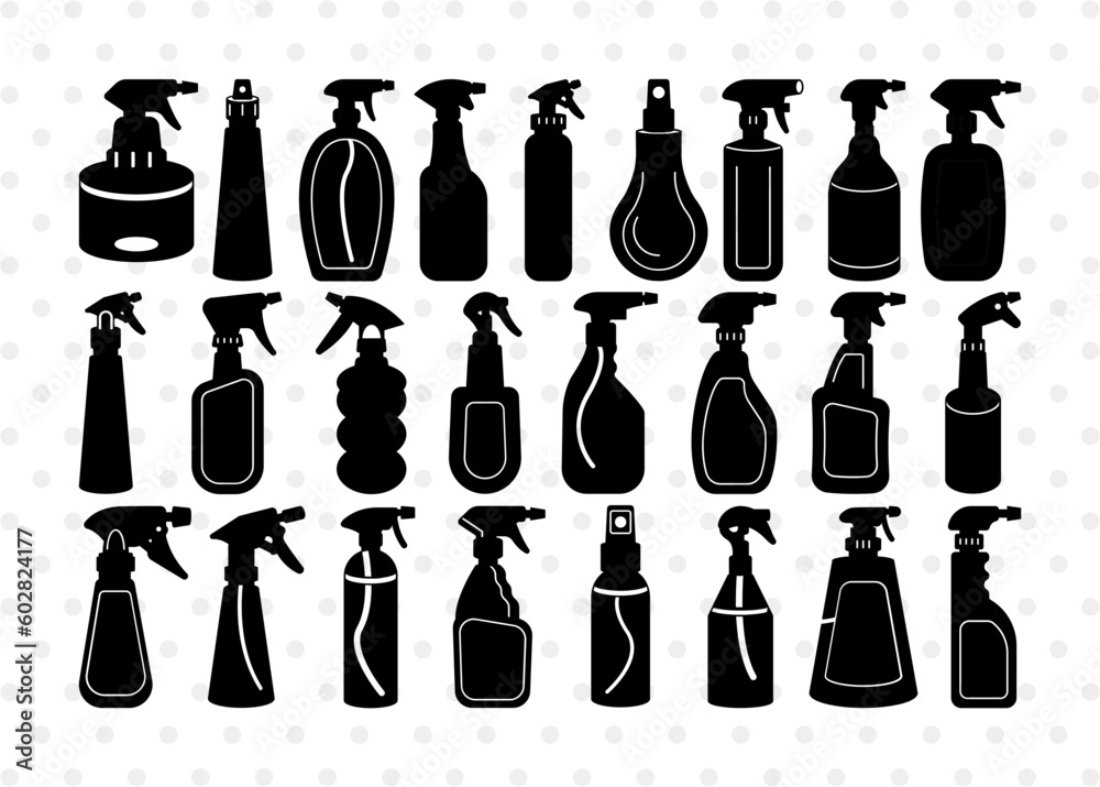 Spray bottle Silhouette, Spray Bottle SVG, Cleaner Spray Svg, Water
