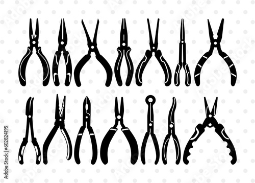 Nose Pliers Silhouette, Nose Pliers SVG, Round Nose Plier Svg, Nose Cutter Mechine Svg, Nose Pliers Bundle, SB00958