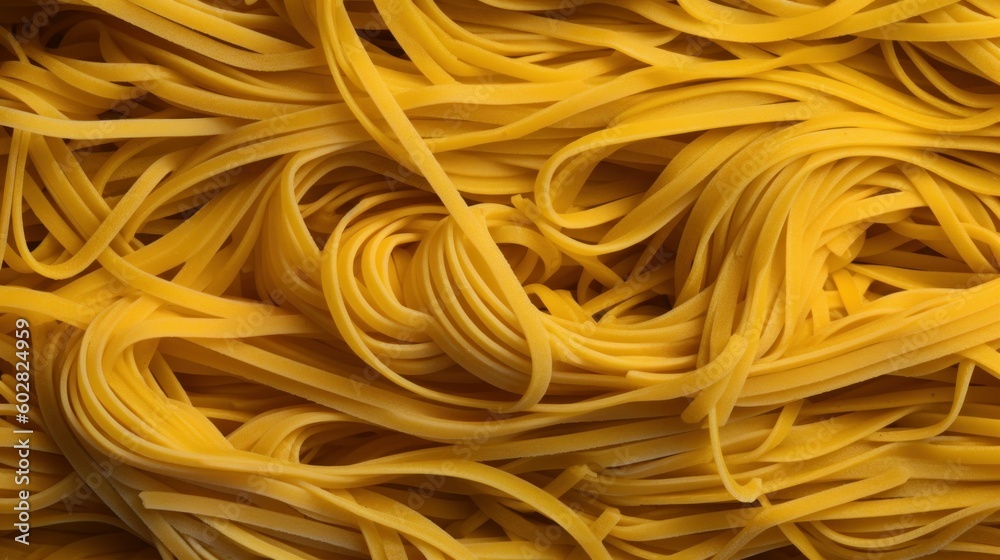 Delicious Linguine Pasta Photorealistic Horizontal Background. Italian Cousine Traditional Meal. Ai Generated Hyperrealistic Background with Delicious Carb-loading Linguine Pasta. Generative AI