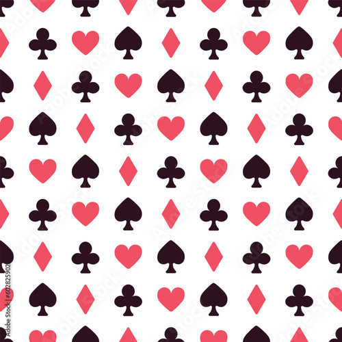 Red and Black Playing Card Suits Seamless Vector Repeat Pattern