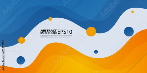 Blue and orange geometric business banner design. creative banner design with wave shapes and lines on bright background for template. Simple horizontal banner. Eps10 vector