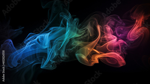 Abstract multicolored smoke on a black background. Background from the smoke of vape, Generative Ai