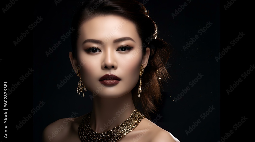ゴージャスなジュエリー・宝石・アクセサリーをつけたアジアのモデル女性(黒・Generative AI)
ゴージャスなジュエリー・宝石・アクセサリーをつけたアジアのモデル女性(黒・Generative AI)