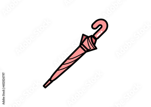 閉じているピンク色の傘のイラスト