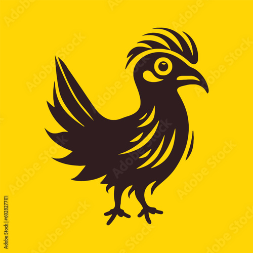 cute black rooster chicken logo  mascot  silhouette vector illustration