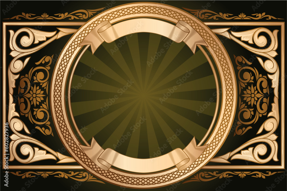 Fototapeta premium Golden ornate floral decorative vintage blank card