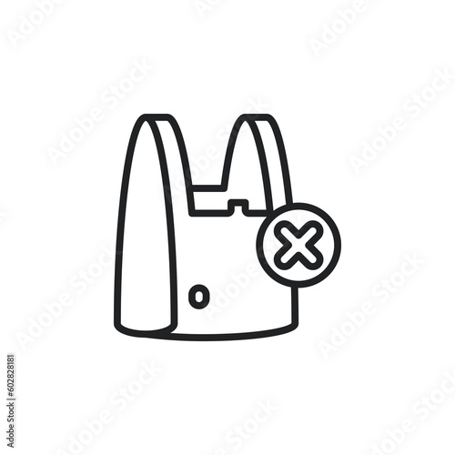 No plastic bag outline icons. Vector illustration. Isolated icon suitable for web, infographics, interface and apps.