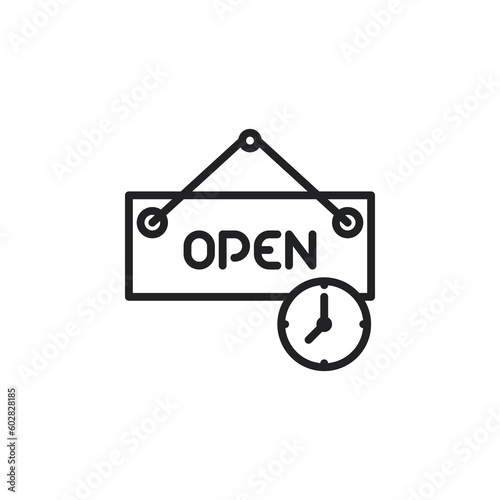 Opening hours signboard outline icons. Vector illustration. Isolated icon suitable for web, infographics, interface and apps.