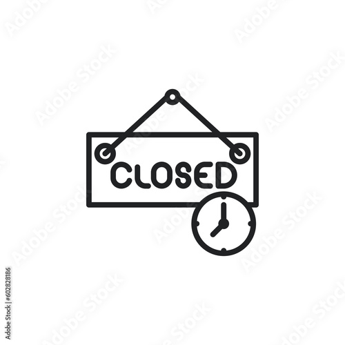 Closed hours signboard outline icons. Vector illustration. Isolated icon suitable for web, infographics, interface and apps.