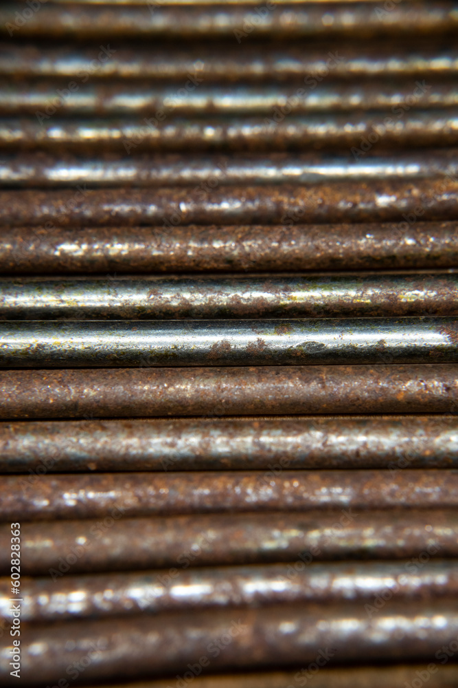 old rusty metal bars rods antique, old, grandfathers building tools background rows lines horizontal old rusty metal bars rods antique, old, grandfathers building tools background rows lines horizontal