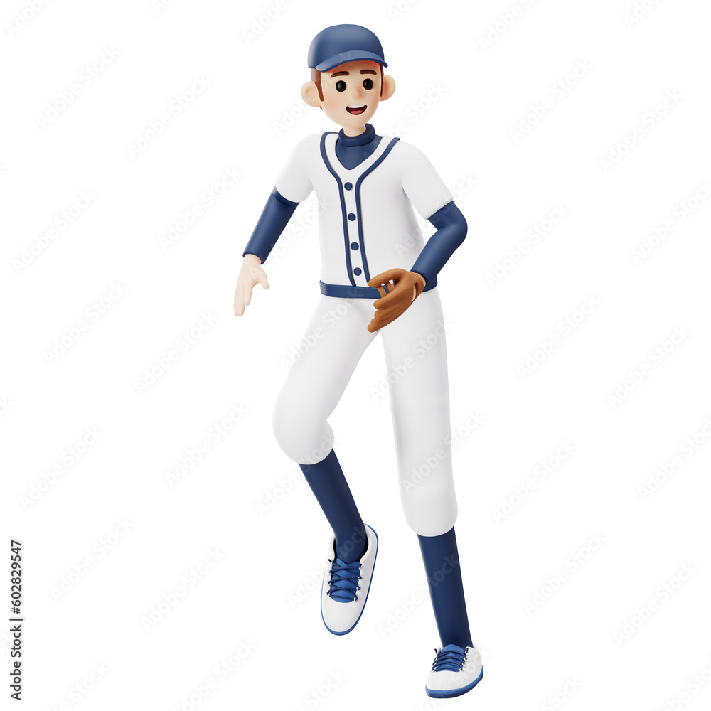 Baseball Player Getting Ready to Run 3D Illustration Baseball Player Getting Ready to Run 3D Illustration
