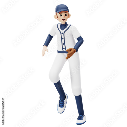 Baseball Player Getting Ready to Run 3D Illustration