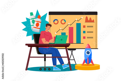 Entrepreneur managing business and service development.