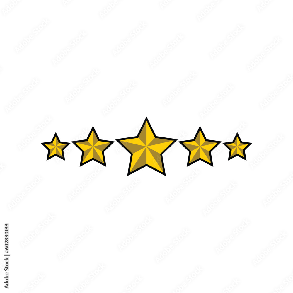 Fototapeta premium Golden five star review icon vector graphics