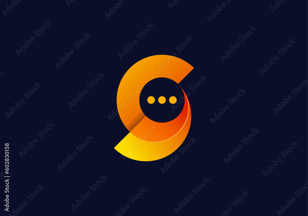 Logo design letter S Q with bubble chat and featuring a bird symbol