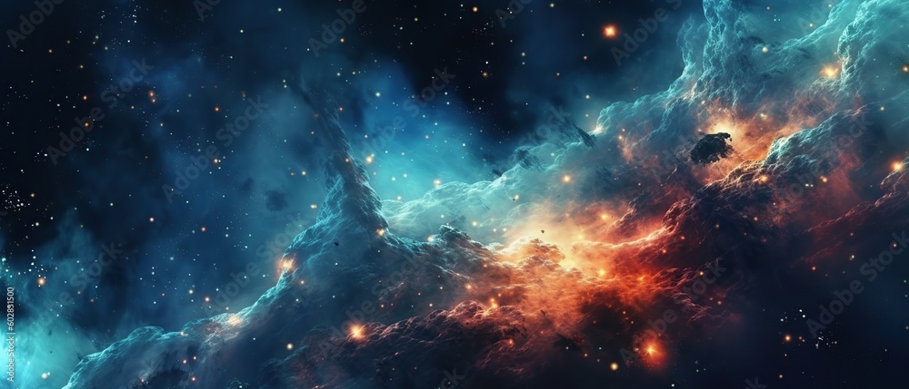 Fototapeta premium Abstract space background. Beautiful galaxies and stars in outer space. Created with generative AI technology.