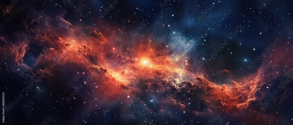 Abstract space background. Beautiful galaxies and stars in outer space.
Created with generative AI technology.