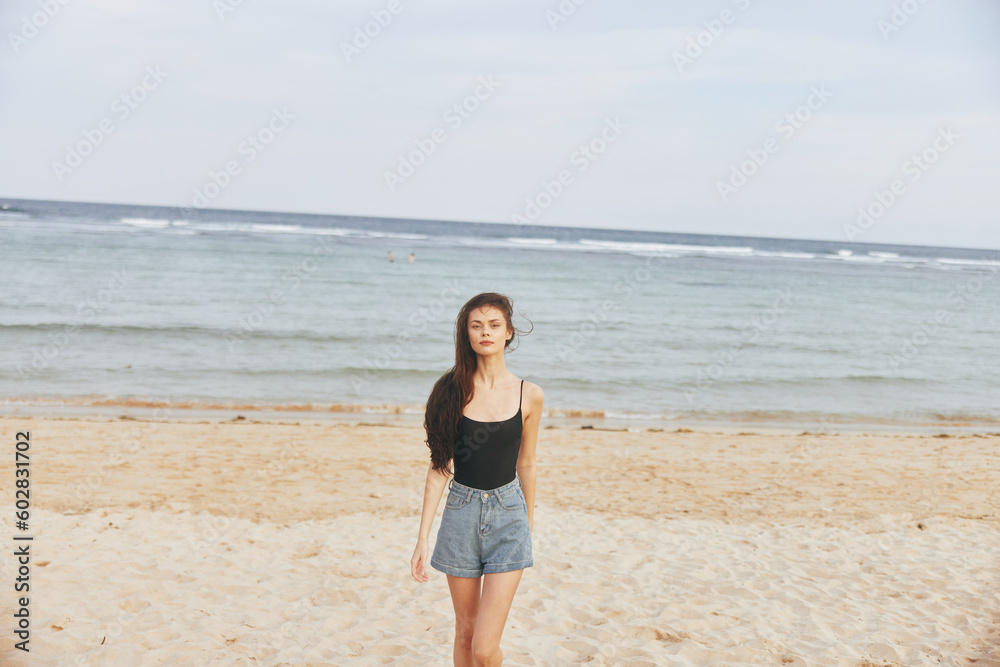 beach woman ocean sand lifestyle sunset sea vacation smile summer sky beach woman ocean sand lifestyle sunset sea vacation smile summer sky