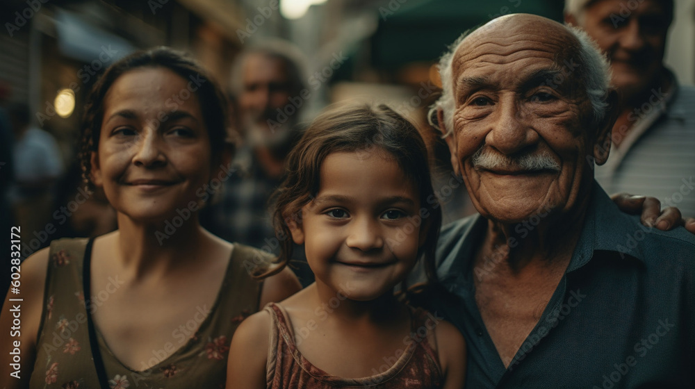 Brazilian family, grandfather, daughter and granddaughter. generative ai