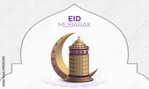 islamic greeting card illustration vector, eid mubarak islamic greeting card background