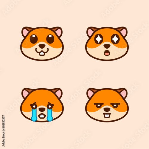 Set of Cute Hamster Stickers