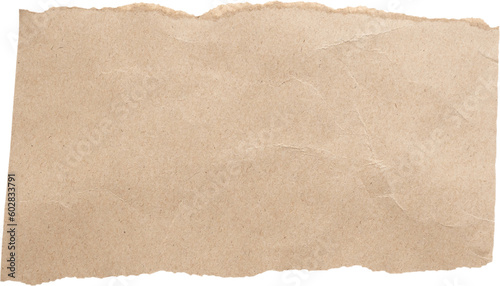 piece of brown paper tear isolated on white background photo
