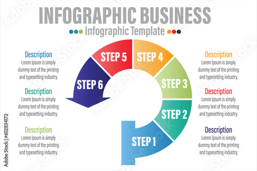 Vector circle infographics set. Template for diagram, graph, presentation and chart. Business concept with Six 6 Steps, Six 6 options, parts, steps or processes. Abstract background.