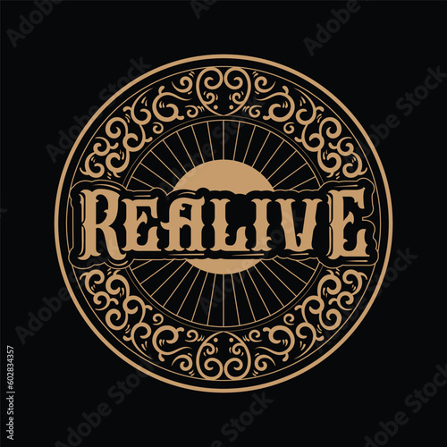 modern circle vintage retro classic logo design with ornament and lettering
