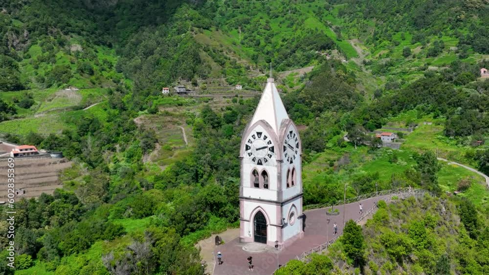 Chapel and Clock Tower in Sao Vicente Madeira