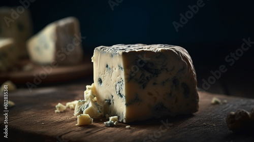 Dairy-Rich Cheese Savoring Inside. Gorgonzola cheese. generative ai photo