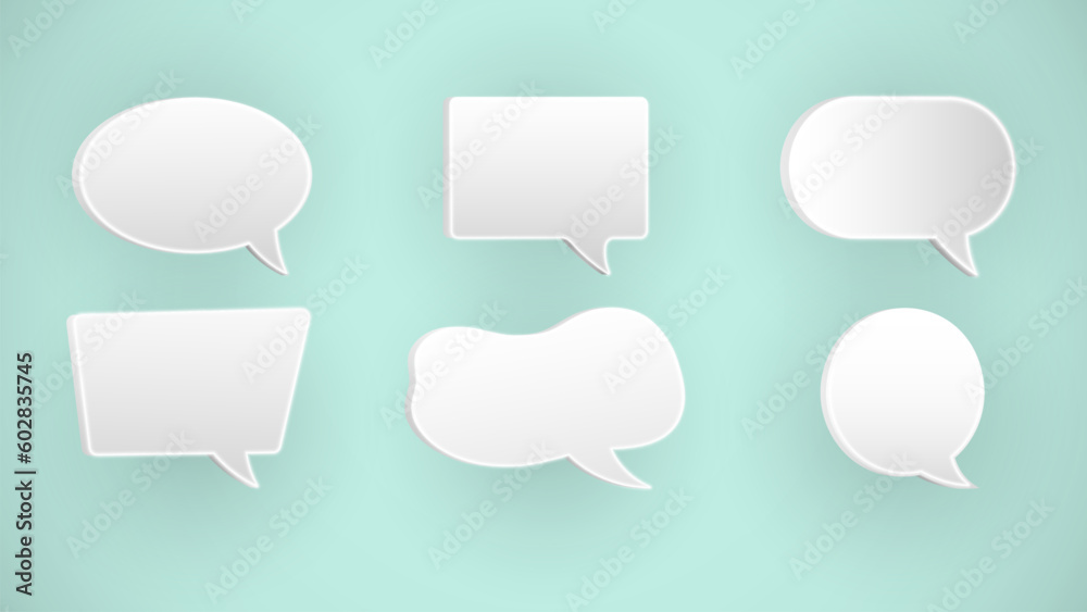 set of 3d blue bubble chat with light