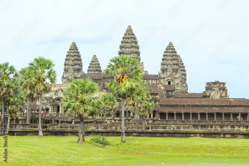 The towers of Angkor Wat Cambodia. Angkor Thom khmer temple. Travel landmark, copy space for text The towers of Angkor Wat Cambodia. Angkor Thom khmer temple. Travel landmark, copy space for text