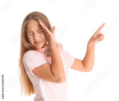 Scared little girl with hea...