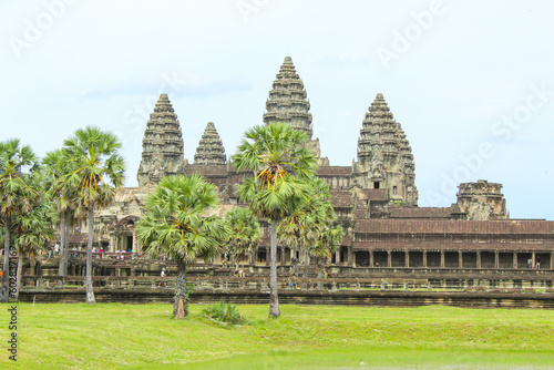 The towers of Angkor Wat Cambodia. Angkor Thom khmer temple. Travel landmark  copy space for text