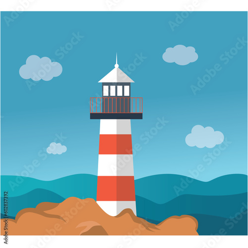 lighthouse on the coast vector illustration