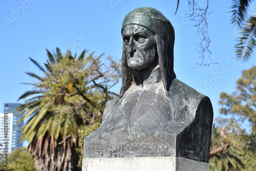 Dante Alighieri bust statue monument in Buenos Aires, Argentina photo